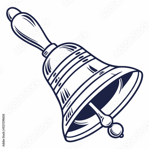 Bell icon in silver with vintage sketch style