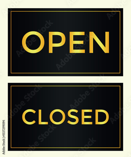 Black and white elegant blank card with open and closed text. Оpen and closed text for the store