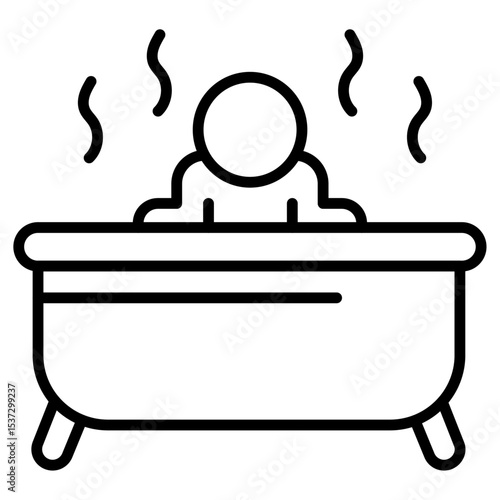 Man relaxing in jacuzzi icon Thin line vector design