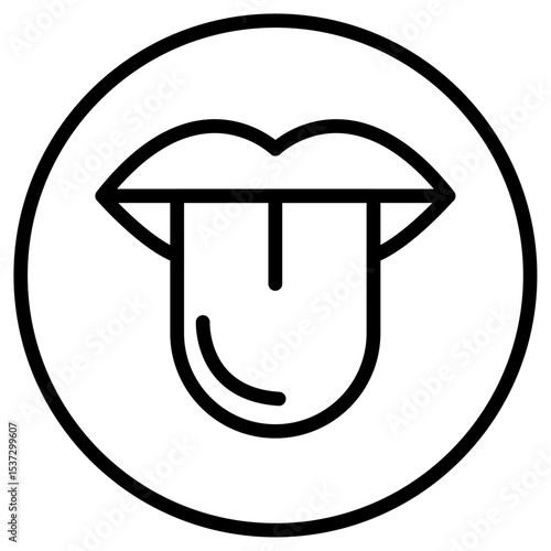 Mouth sticking tongue out icon Thin line vector design
