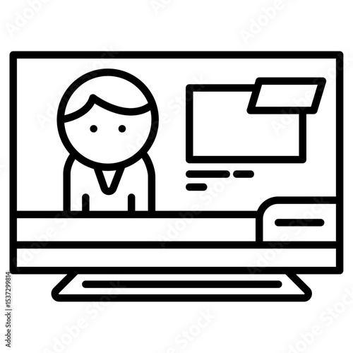 News presenter on TV show icon Thin line vector design