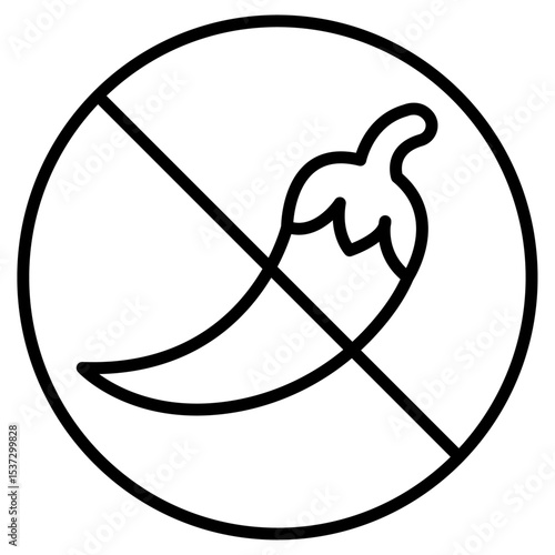 No spicy hot chilli icon Thin line vector design