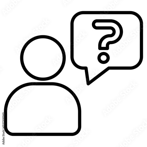 Person asking question icon Thin line vector design