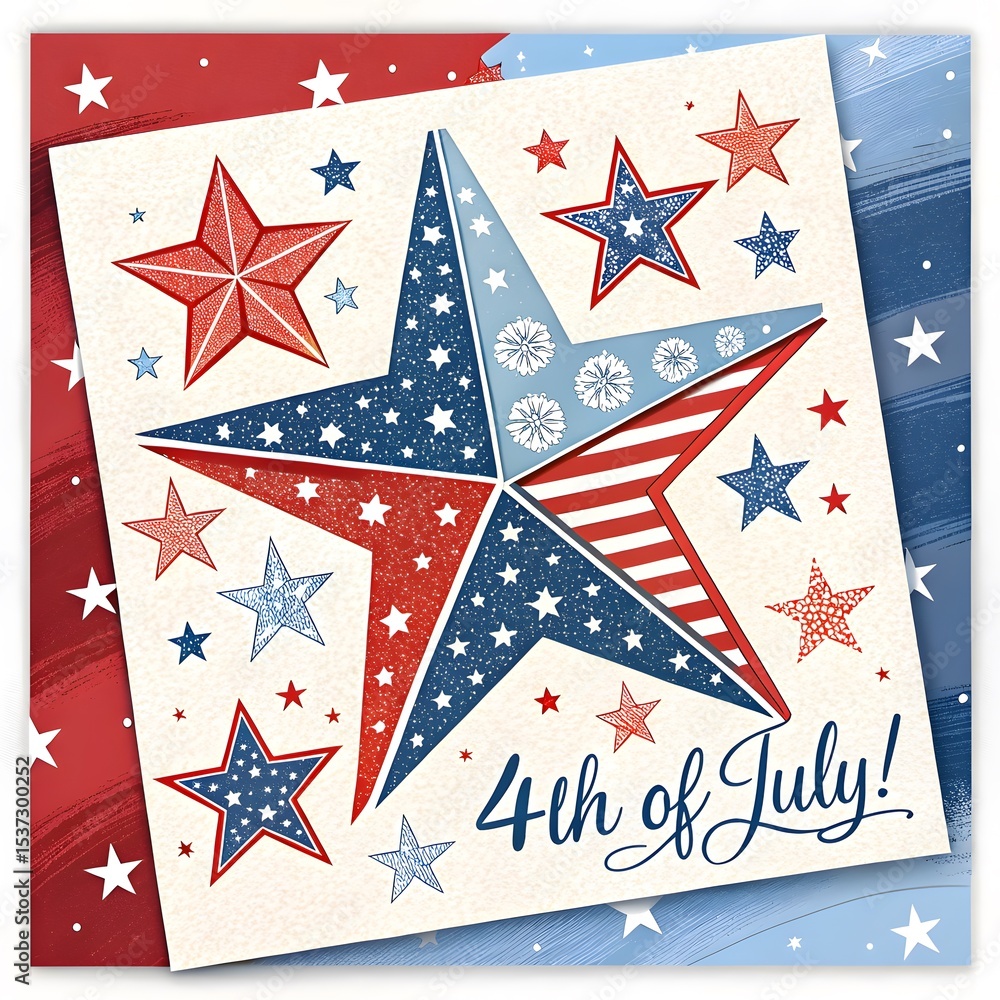 Obraz premium Patriotic star design with textured details for 4th of July celebration