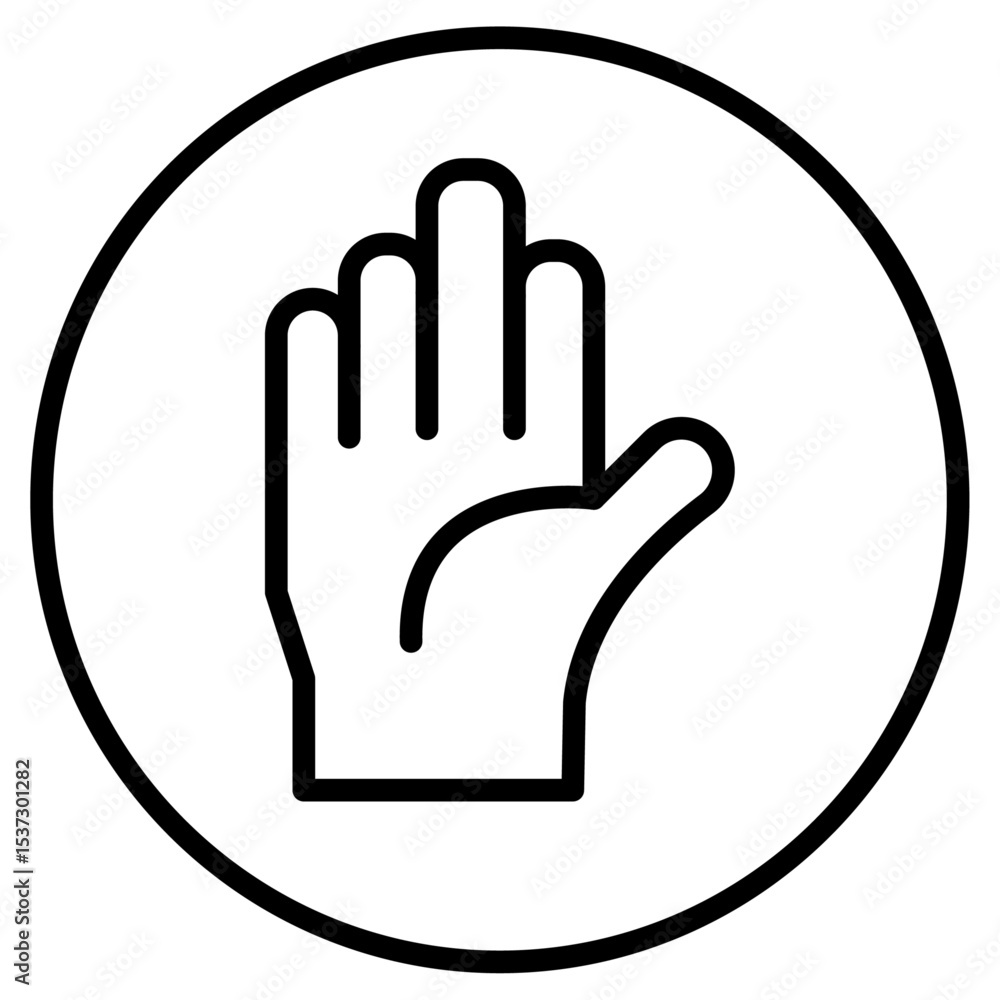 Obraz premium Stop sign with hand icon Thin line vector design