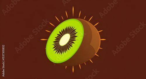 Kiwi fruit icon, Kiwi fruit vector, Kiwi fruit illustration, Whole kiwi, Sliced kiwi, Kiwi with seeds, Green kiwi, Brown kiwi, Kiwi cross-section, Fresh kiwi, Ripe kiwi, Juicy kiwi, Tropical fruit, Ex