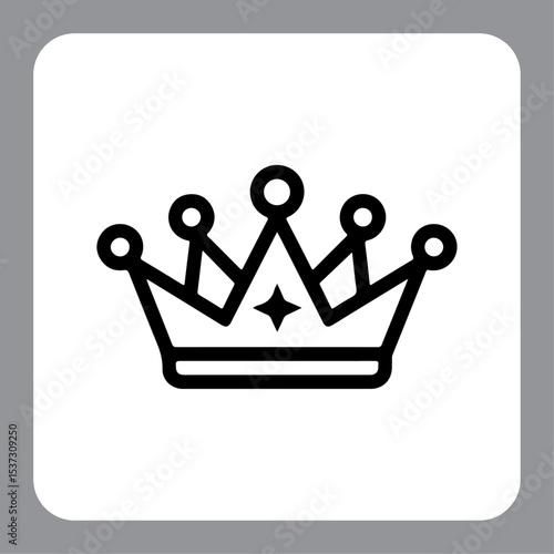 Vector crown icon on a metal internet button with golden royal design and luxury symbolism