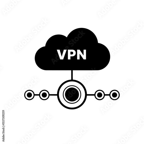 A cloud with the acronym VPN in the center sending data