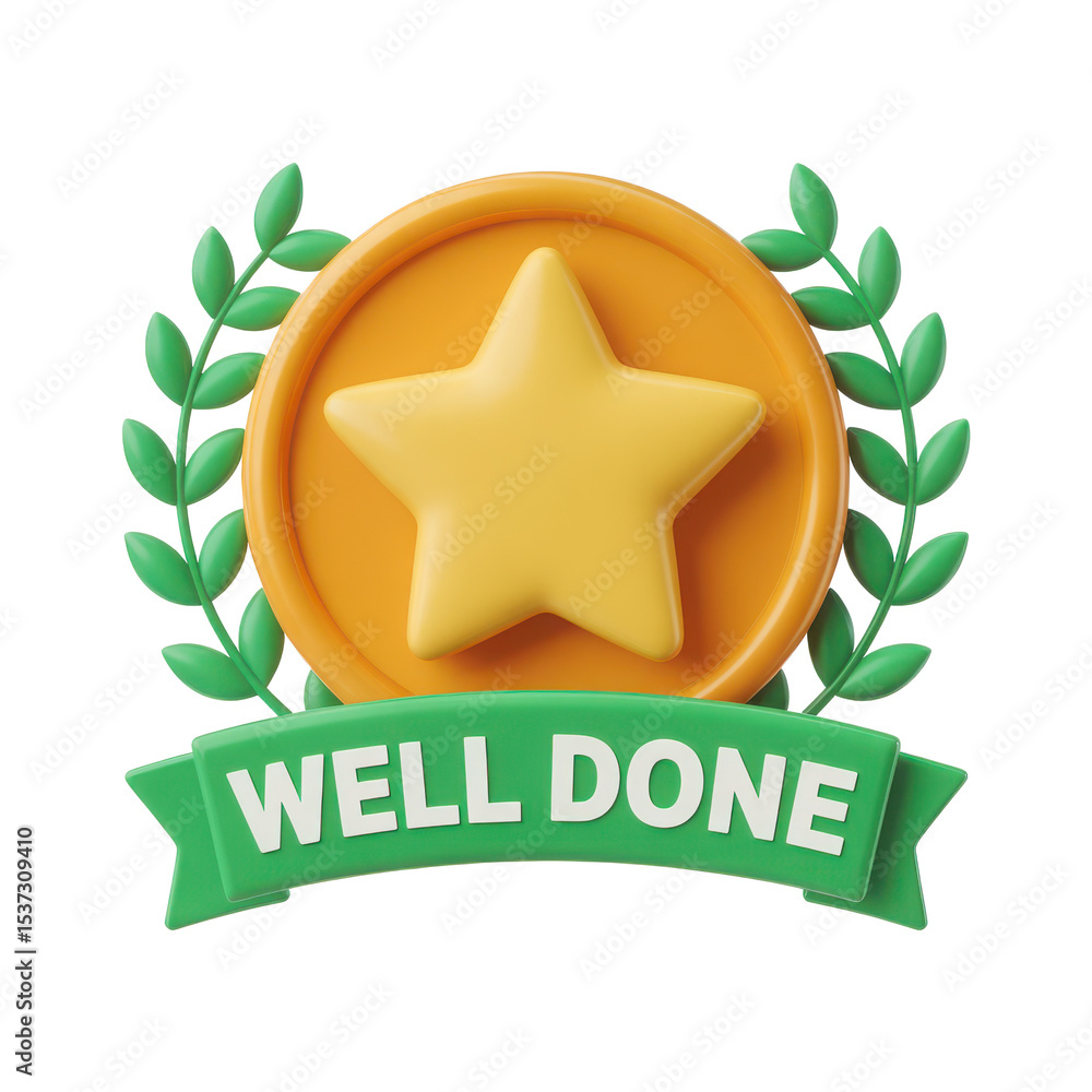 © Barkat - 3d render of a well done award badge isolated on transparent background © Barkat - 3d render of a well done award badge isolated on transparent background