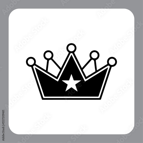 Vector crown icon on a metal internet button with golden royal design and luxury symbolism