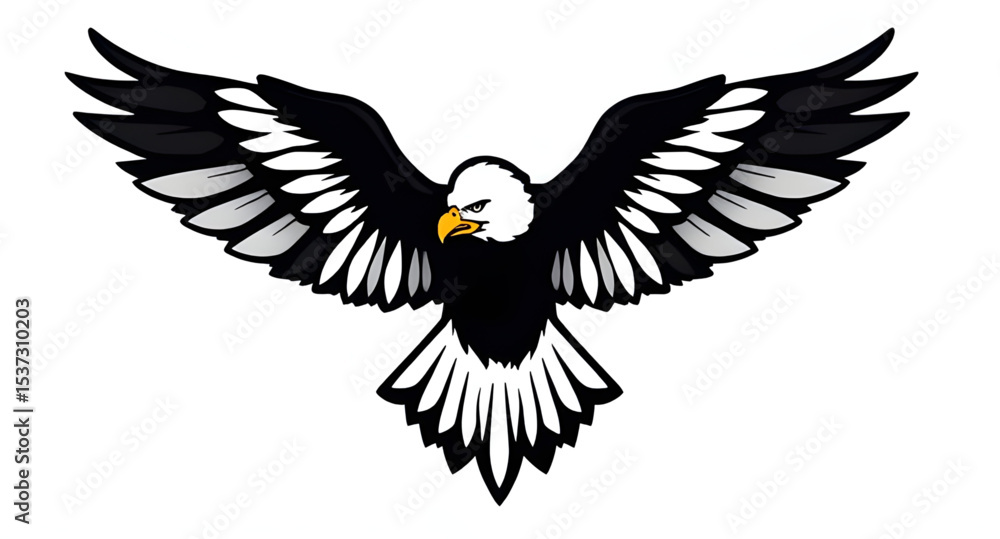 Fototapeta premium Eagle icon, Eagle vector, Eagle illustration, Bald eagle, Soaring eagle, Flying eagle, Eagle wings spread, Eagle in flight, Powerful bird, Eagle head icon, Majestic eagle, American eagle, Realistic ea