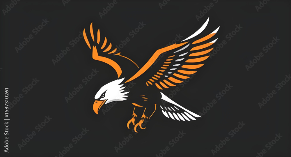 Fototapeta premium Eagle icon, Eagle vector, Eagle illustration, Bald eagle, Soaring eagle, Flying eagle, Eagle wings spread, Eagle in flight, Powerful bird, Eagle head icon, Majestic eagle, American eagle, Realistic ea