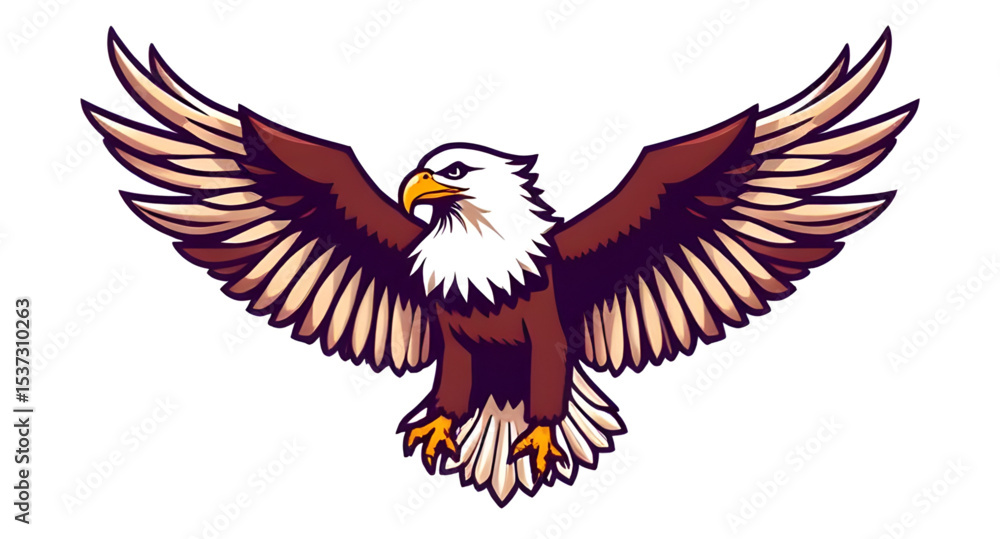 Obraz premium Eagle icon, Eagle vector, Eagle illustration, Bald eagle, Soaring eagle, Flying eagle, Eagle wings spread, Eagle in flight, Powerful bird, Eagle head icon, Majestic eagle, American eagle, Realistic ea