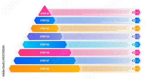 Pyramid Infographic Template 8 eight Elements for Business Stock Vector