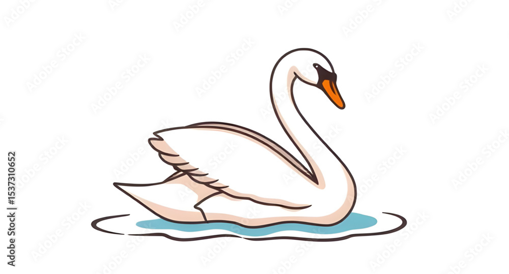 Fototapeta premium Swan icon, Swan vector, Swan illustration, Elegant bird, White swan, Graceful swan, Swan in water, Floating swan, Swan silhouette, Swan outline, Swan clipart, Beautiful bird, Swan with long neck, Maje