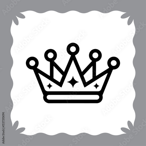Royal Crown Icon Set with Family and Love Symbols