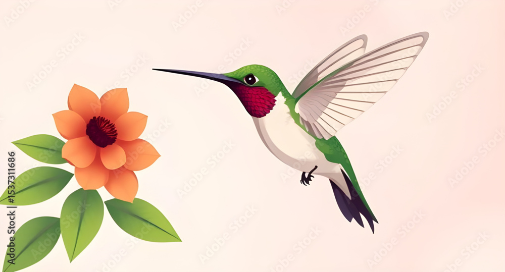 Obraz premium Hummingbird icon, Hummingbird vector, Small bird icon, Flying bird, Colorful hummingbird, Bird near flower, Nectar bird, Hovering bird, Hummingbird silhouette, Hummingbird outline, Tiny bird illustrat