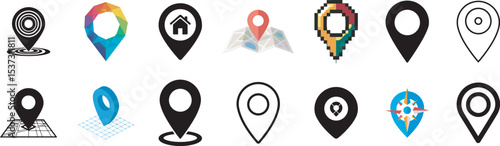 Location Pin Icons for Navigation Apps, Travel Guides, Map Services, Route Planning, GPS Systems


