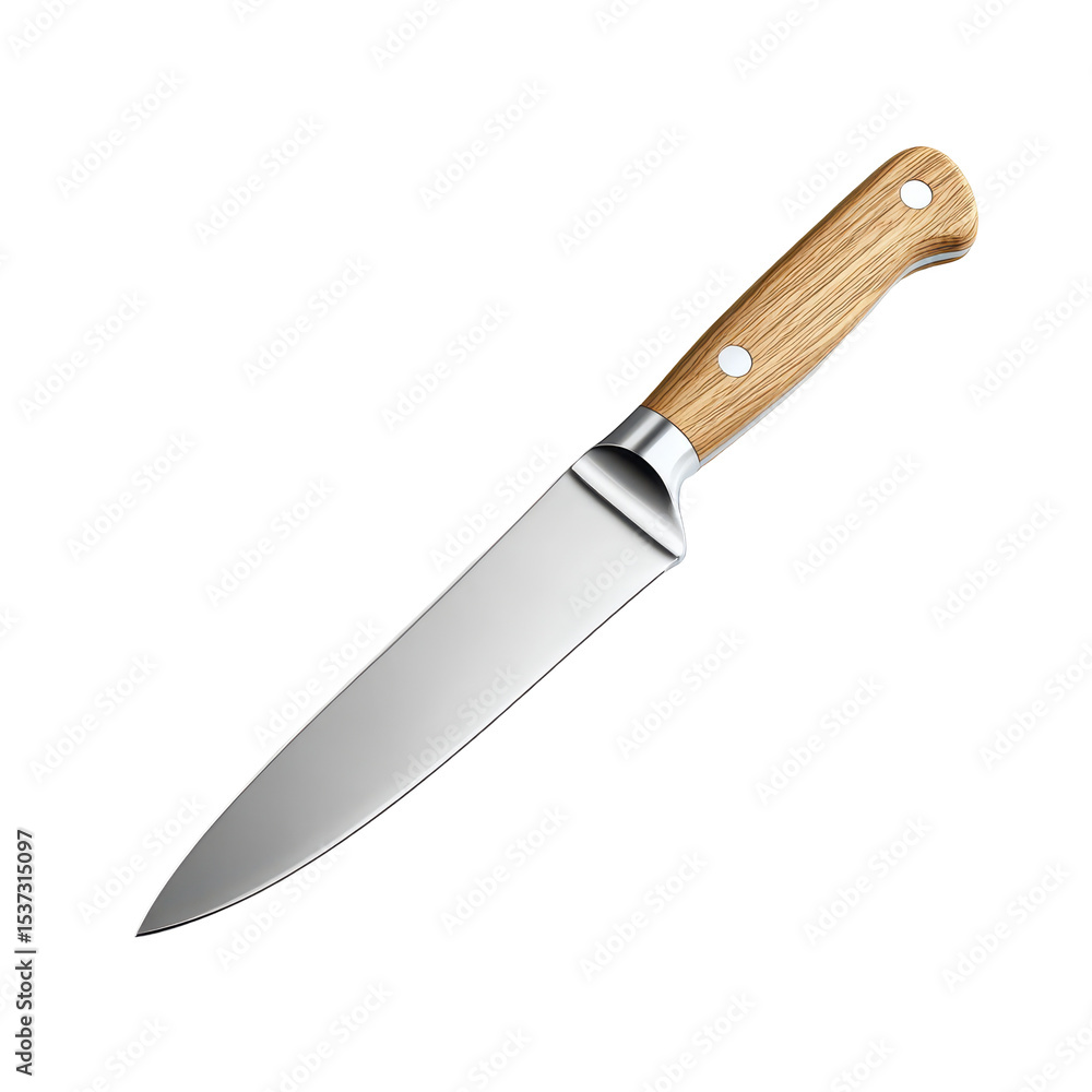 Stainless Steel Kitchen Knife with Wooden Handle for Cooking and Culinary Use in Professional Settings on transparent background Stainless Steel Kitchen Knife with Wooden Handle for Cooking and Culinary Use in Professional Settings on transparent background