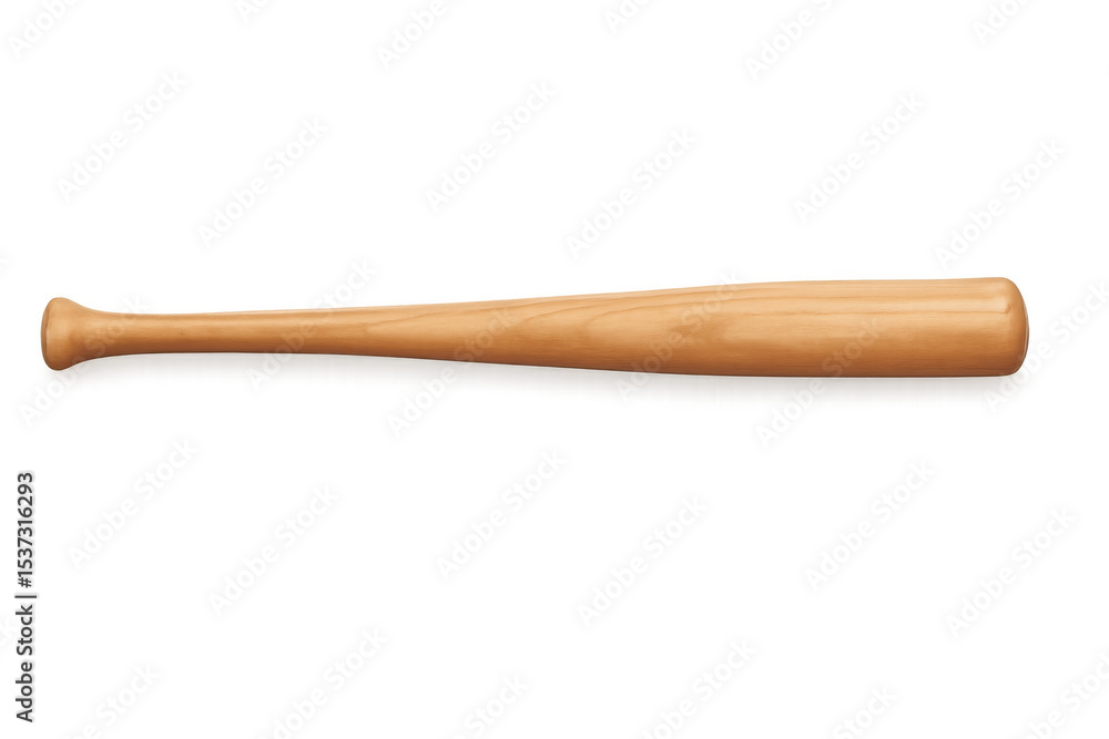 Classic wooden baseball bat lying horizontally, isolated on transparent background, ready for action Classic wooden baseball bat lying horizontally, isolated on transparent background, ready for action