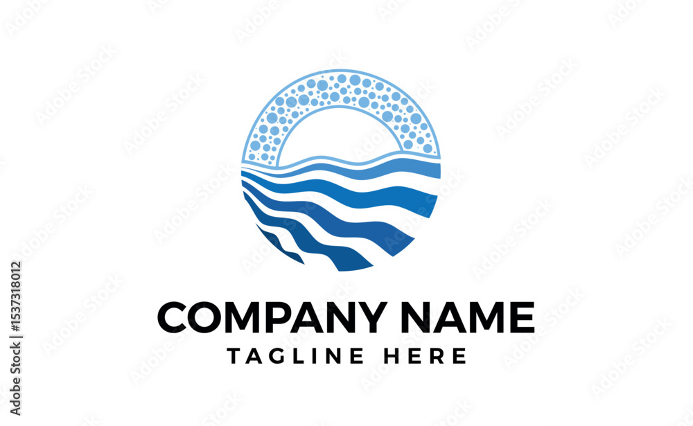 Wave and water Isolated round shape logo Blue color Sea ocean river surface Wave and water Isolated round shape logo Blue color Sea ocean river surface