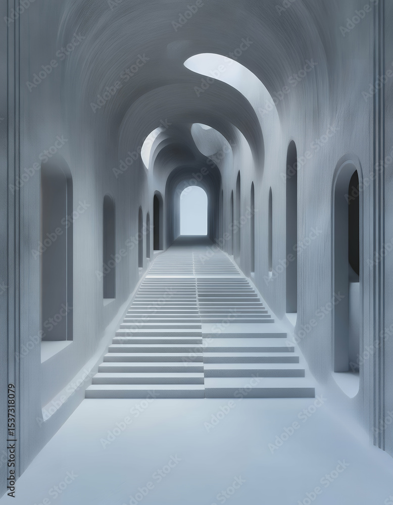 Obraz premium Surreal Tunel, weiße wände