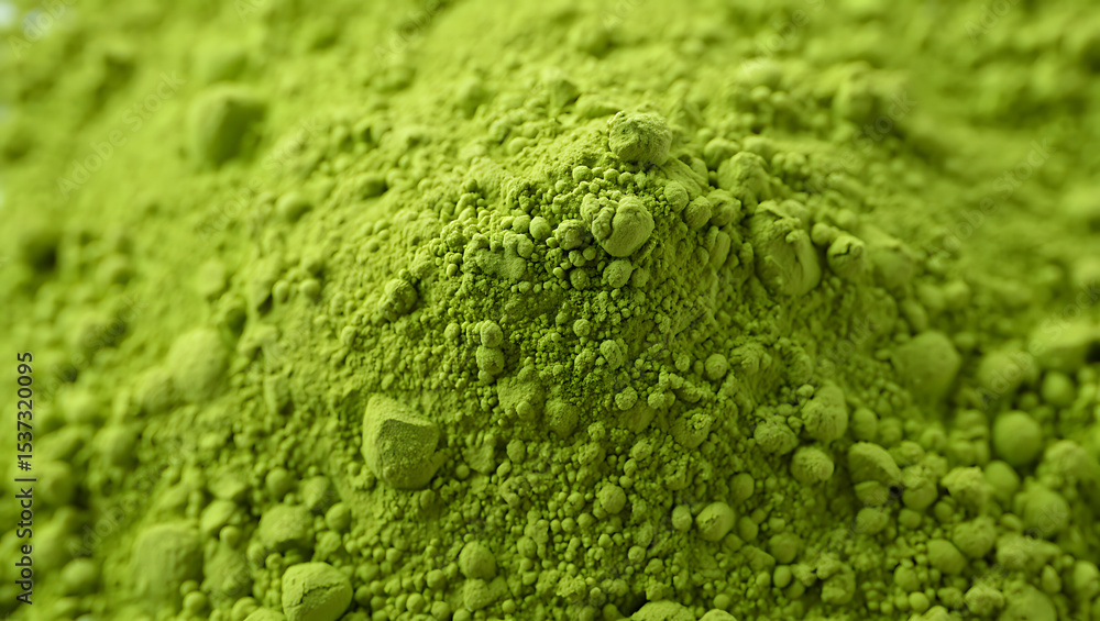 Obraz premium Close up view of fine matcha green tea powder
