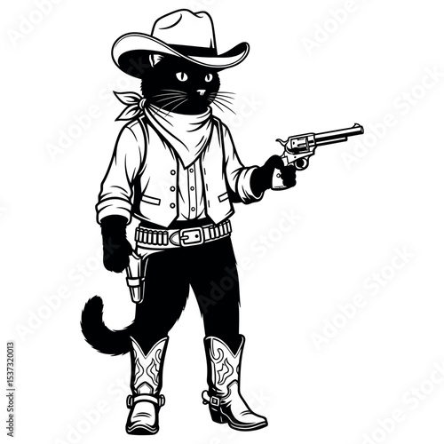 Cat Gunslinger Ready to Draw