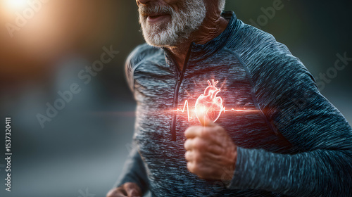 Senior Athlete Running Heart Health Fitness Workout Exercise Cardiology Wellbeing