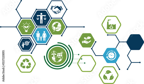 CSR (Corporate Social Responsibility) Template design for Sustainability development and Global Green Industries Business concept, EPS 10 Vector illustration