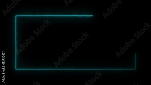 blue neon light animated in a frame for text on black background