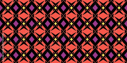 Colorful Vibrant Geometric Seamless Pattern. Colorful Diamonds Shape Wallpaper.
