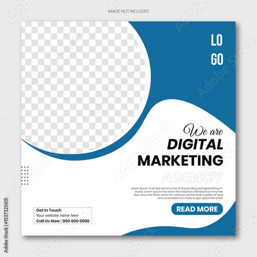 Digital Marketing Social Media Post Template Layout and digital business marketing banner for social media post template.