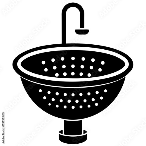 vector illustration of a stainless steel bowl