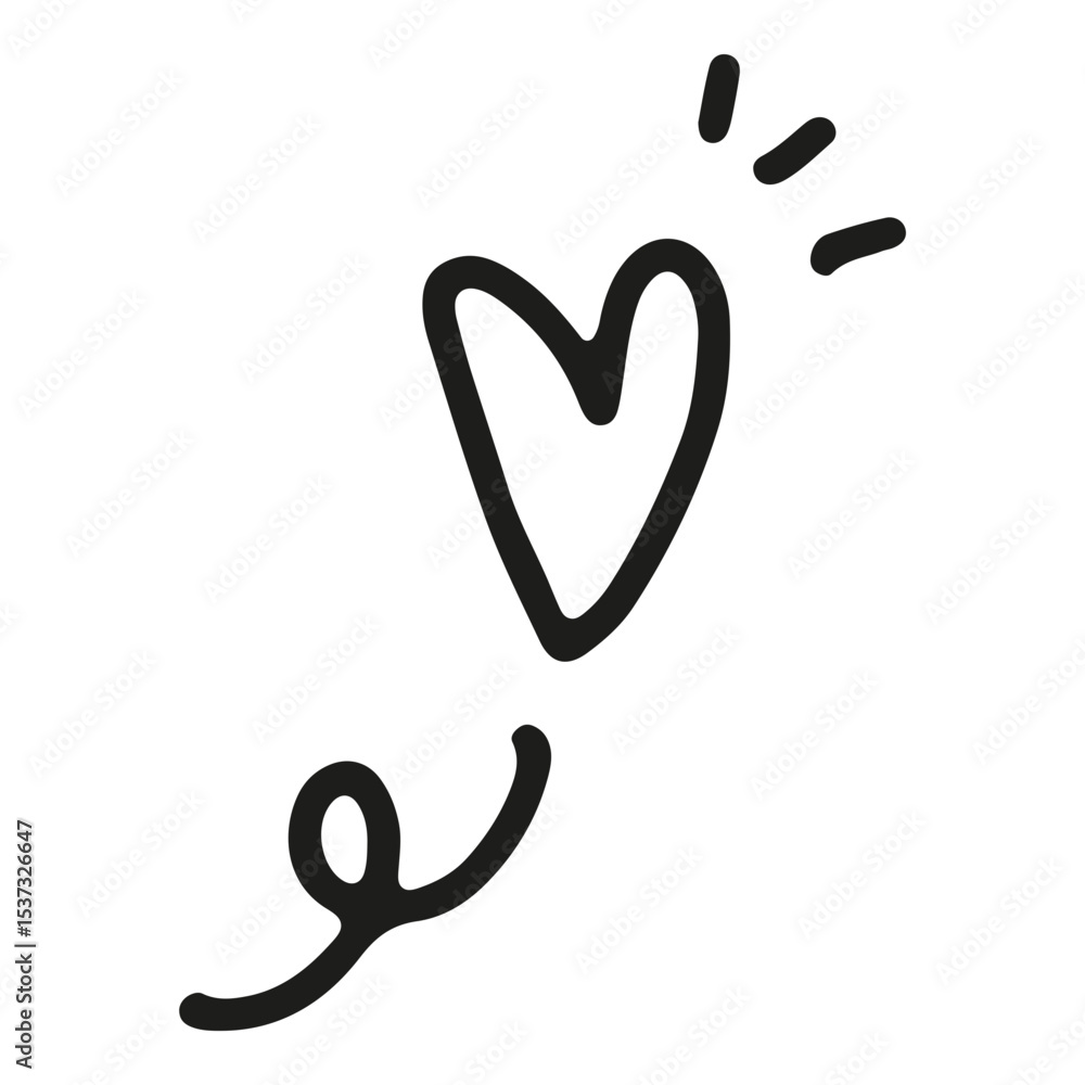 Fototapeta premium Minimalist doodle heart with playful lines and accents, transparent background