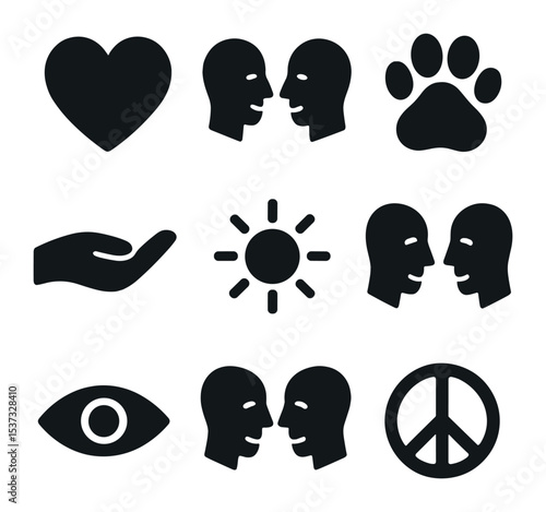 Animal Dream Icons. Solid, filled icons set of exploring animal dreams and rest: cozy sleep, moon icon, calm