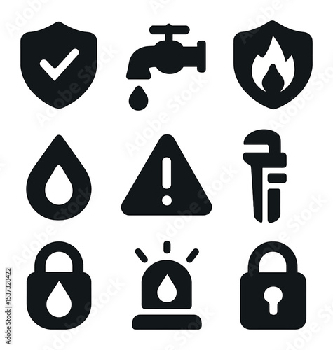 Icons of Trust. Solid, filled icons set of mutual understanding and trust: heart icon, trusted glance, calm