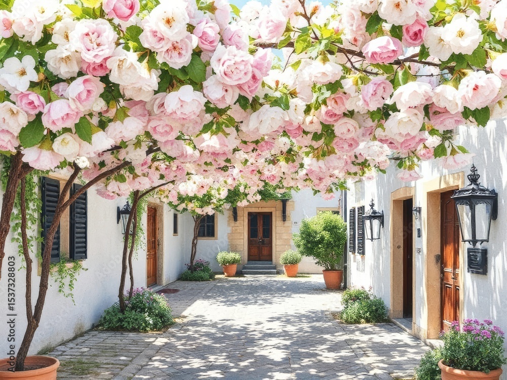 Fototapeta premium street with flowers