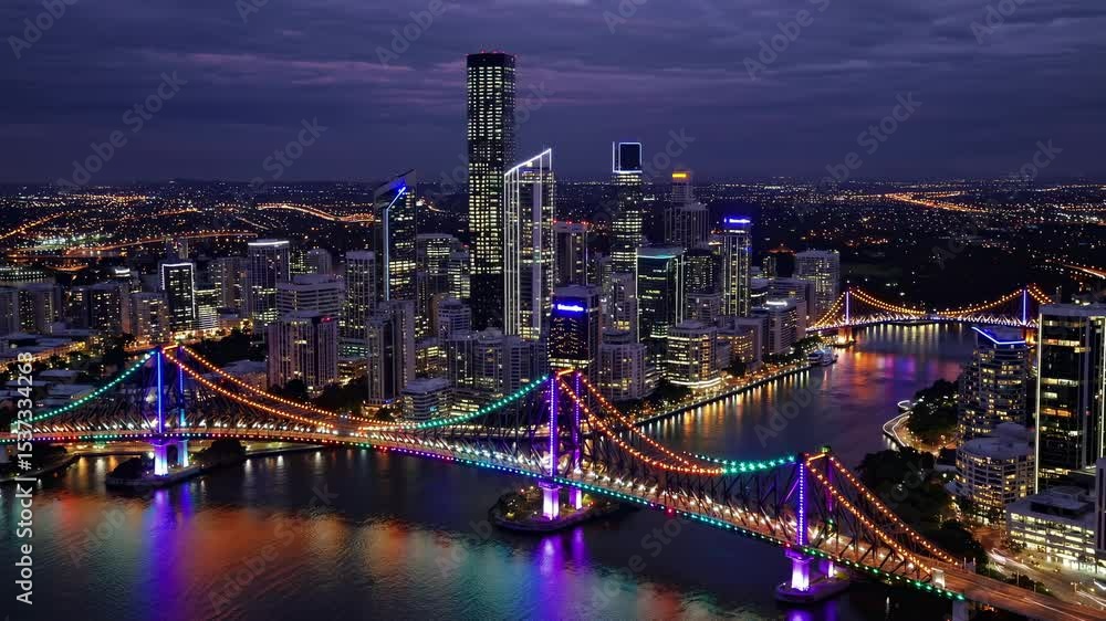 custom made wallpaper toronto digitalNight Panorama of Brisbane Bridges