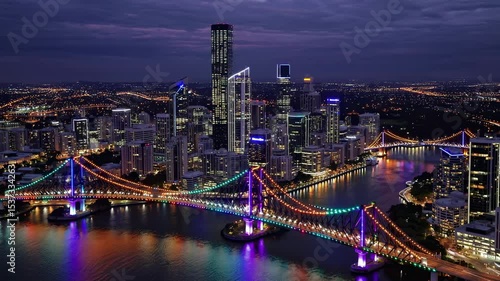 Night Panorama of Brisbane Bridges