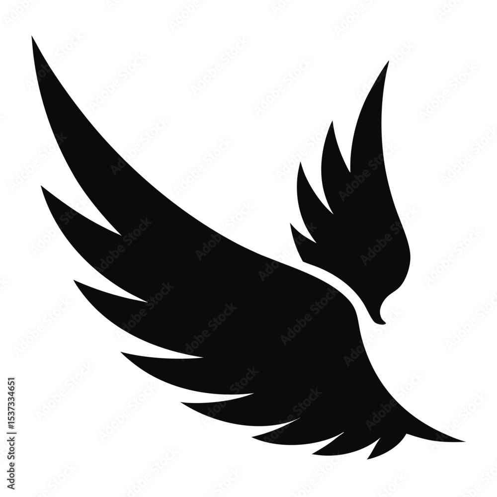 Obraz premium silhouette wing on white background