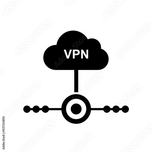 Illustration of a cloud with the acronym VPN in the center sending data