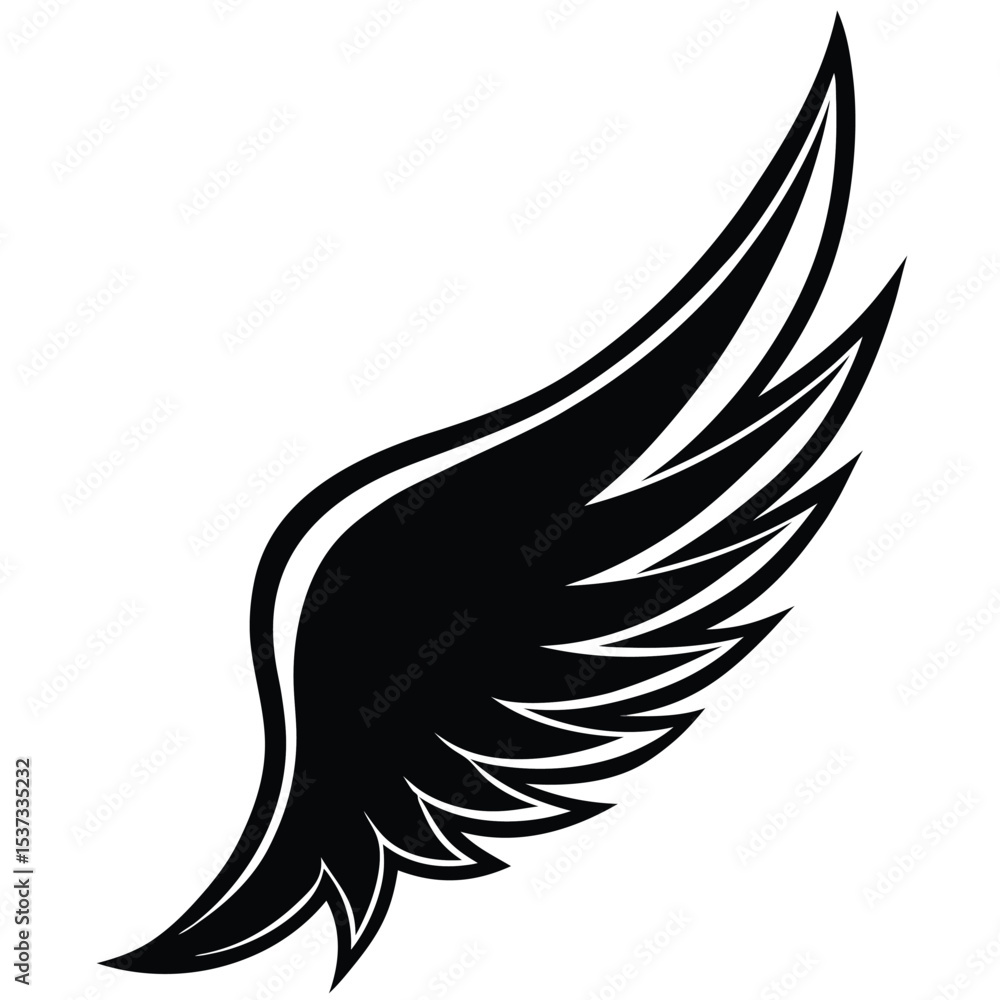 Obraz premium silhouette wing on white background