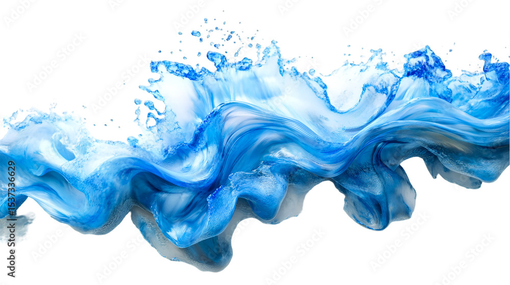 Fototapeta premium Abstract Blue and White Water Splash, Dynamic Fluid Wave Design