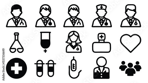 Collection of iconographic health and medical symbols for healthcare professionals and hospitals