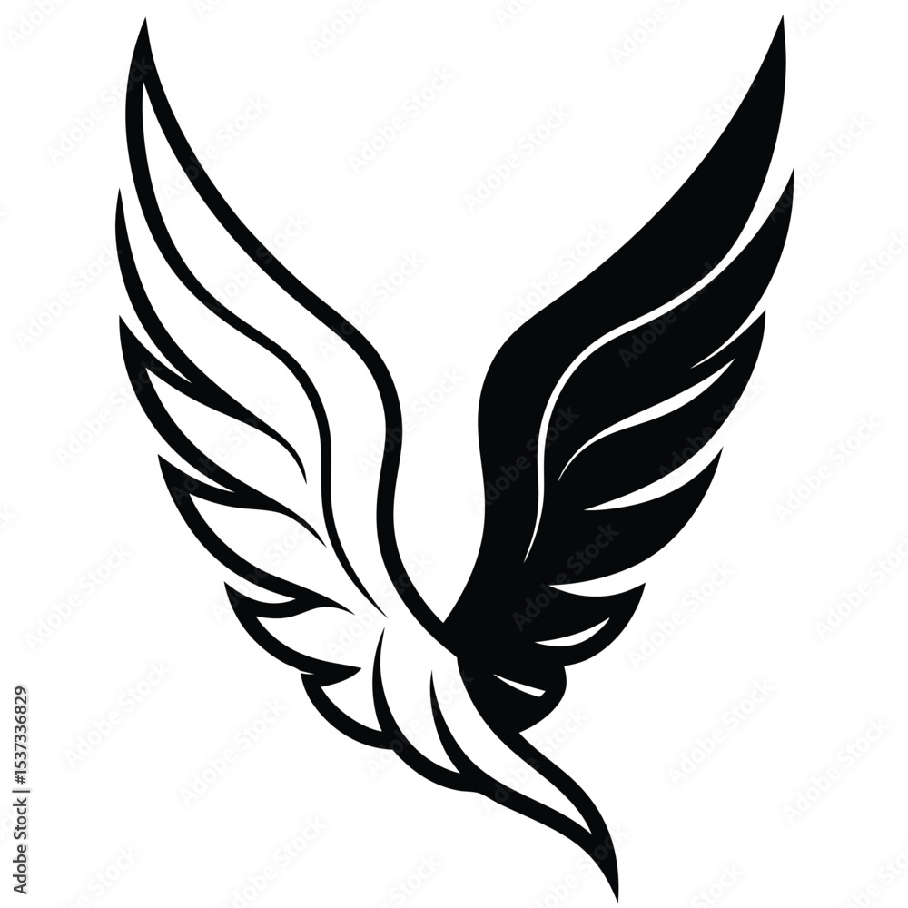 Obraz premium silhouette wing on white background