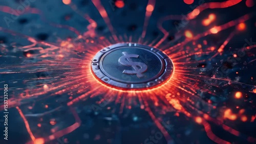 Bitcoin, Cyberspace filled with digital coins and charts, glowing neon hues,