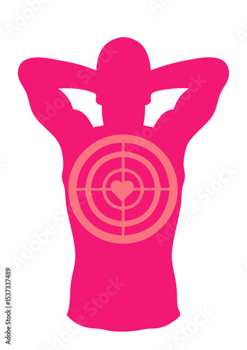 cible homme humain coeur main derriere la tete
