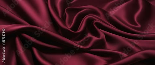Burgundy satin fabric close up
