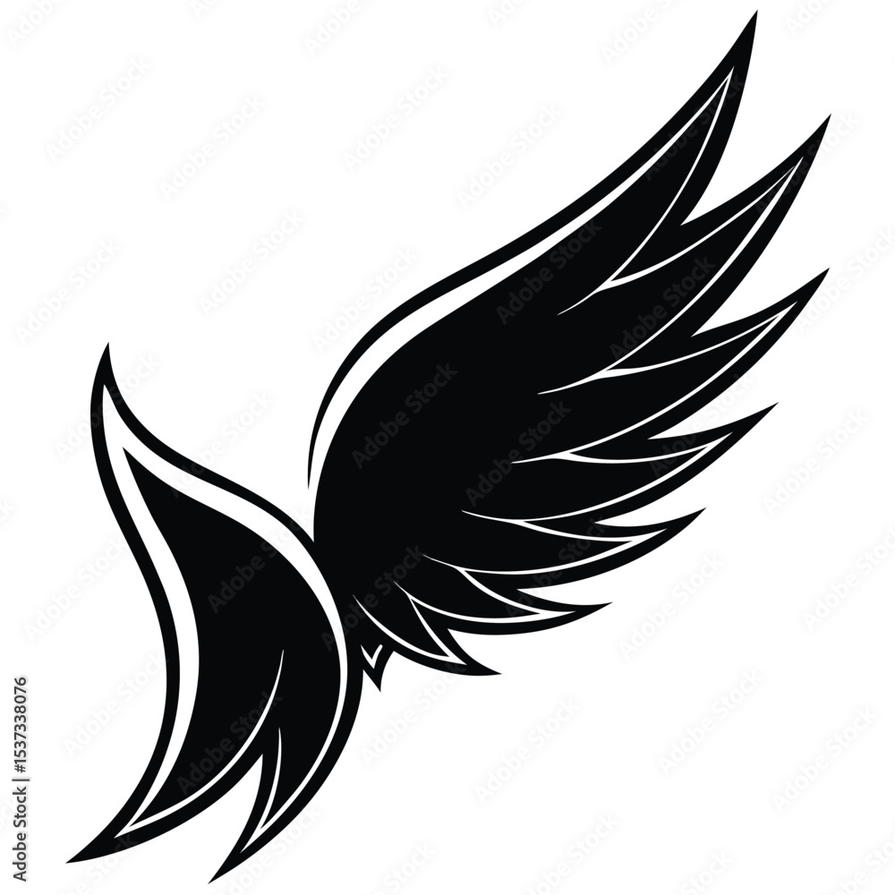 Obraz premium silhouette wing on white background